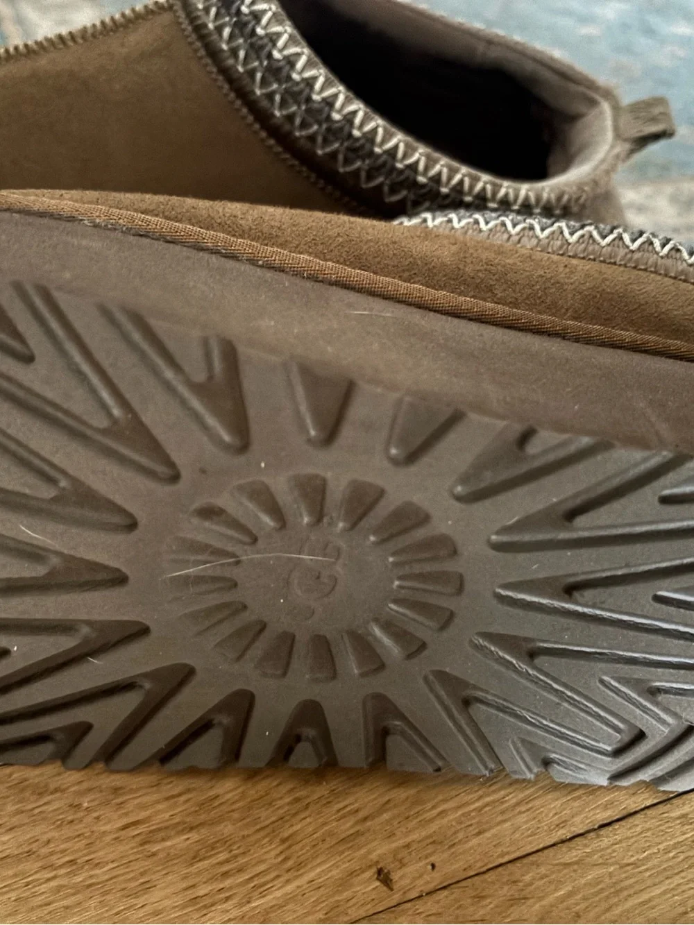 UGG Chestnut Suede Slip-On Mule with Stitched Trim - Picture 2 of 3